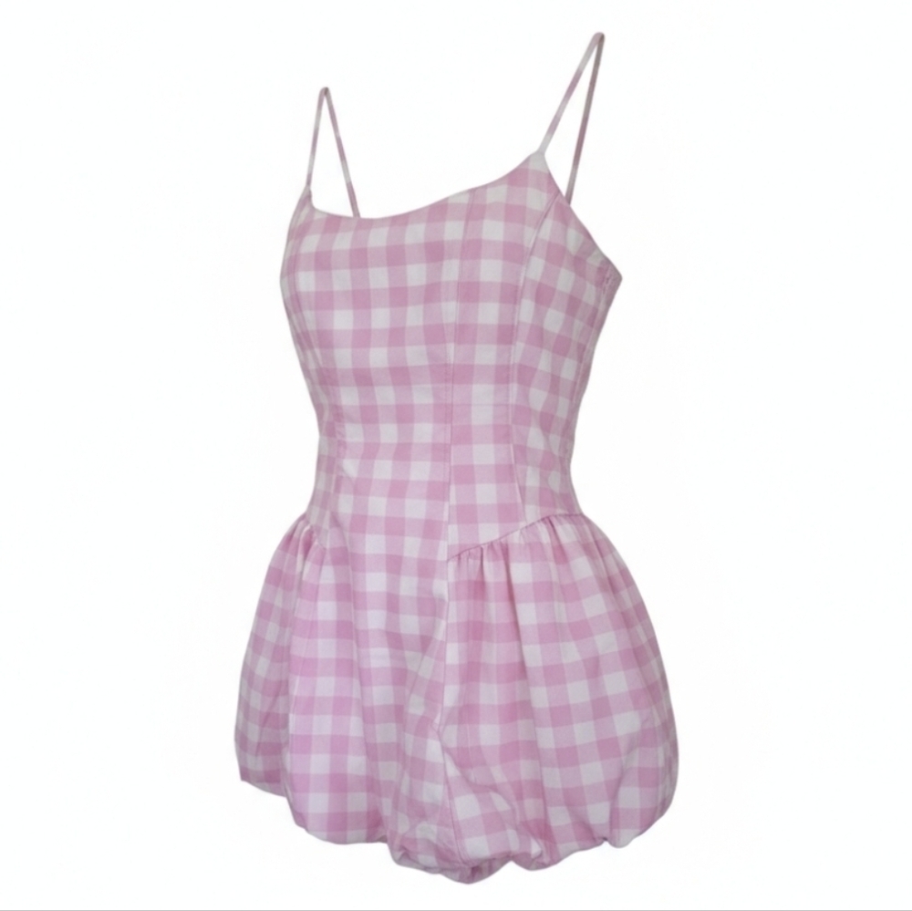 Sugar Thrillz Pink Checkered Mini Dress. Barbiecore, Barbie Dress Adult Size S